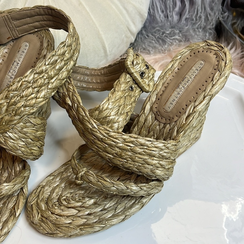 *💚♻️HOST PICK♻️🎉STELLA MCCARTNEY RAFFIA VINTAGE HEELS - Picture 10 of 11